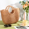Straw Tote Bag Summer Beach Bag Handmade Straw Rattan Woven Handbag for Women Travel(12.6 x 7.87 x 8.66 Inch,Khaki) - 3 of 4