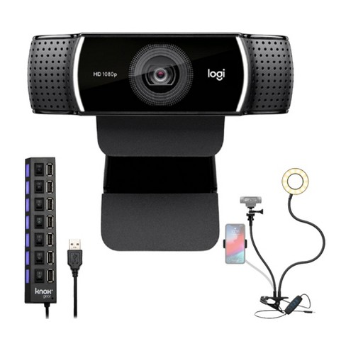 Kontoret Begravelse praktisk Logitech C922 Pro Stream Webcam 1080p Camera With Usb Hub And Selfie Ring  Light : Target