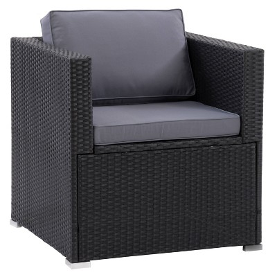 Parksville Patio Sectional Arm Chair - Black - CorLiving: Weather-Resistant Outdoor Furniture, UV-Resistant