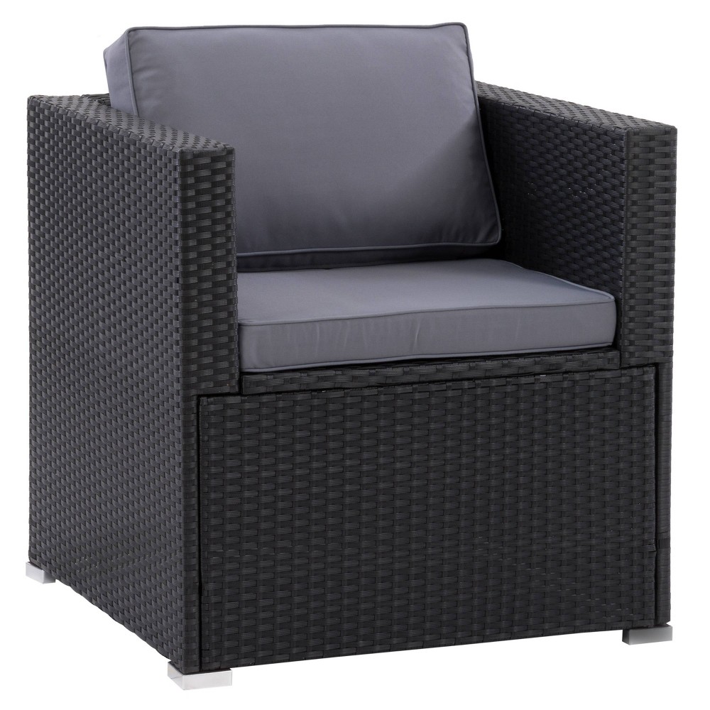 Photos - Garden Furniture CorLiving Parksville Patio Sectional Arm Chair - Black  