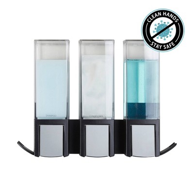 Clever Black and Chrome Triple Shower Dispenser