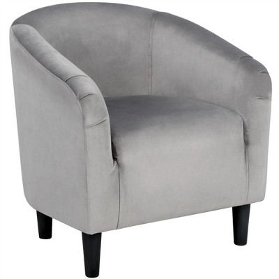 Yaheetech Velvet Club Accent Arm Chair Upholstered Barrel Chair-gray ...