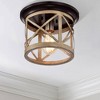 C Cattleya 1-Light Oil-rubbed Bronze and Briarwood Finish Farmhouse Cage Flush Mount Ceiling Light - 2 of 4