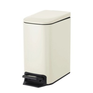 LunaLulinlk Creamy White 1.6 Gallon Small Bathroom Trash Can, Stainless Steel Trash Can with Lid - 1 of 4
