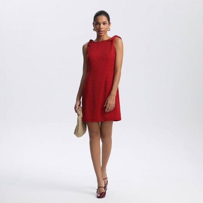 Женские платья A New Day Women's Bow Shoulder Mini Shift Dress - A New Day™ Red Polka Dots S — фото 3