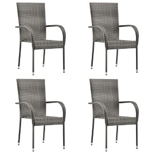 vidaXL Stackable Patio Chairs 4 pcs Gray Poly Rattan - 1 of 4