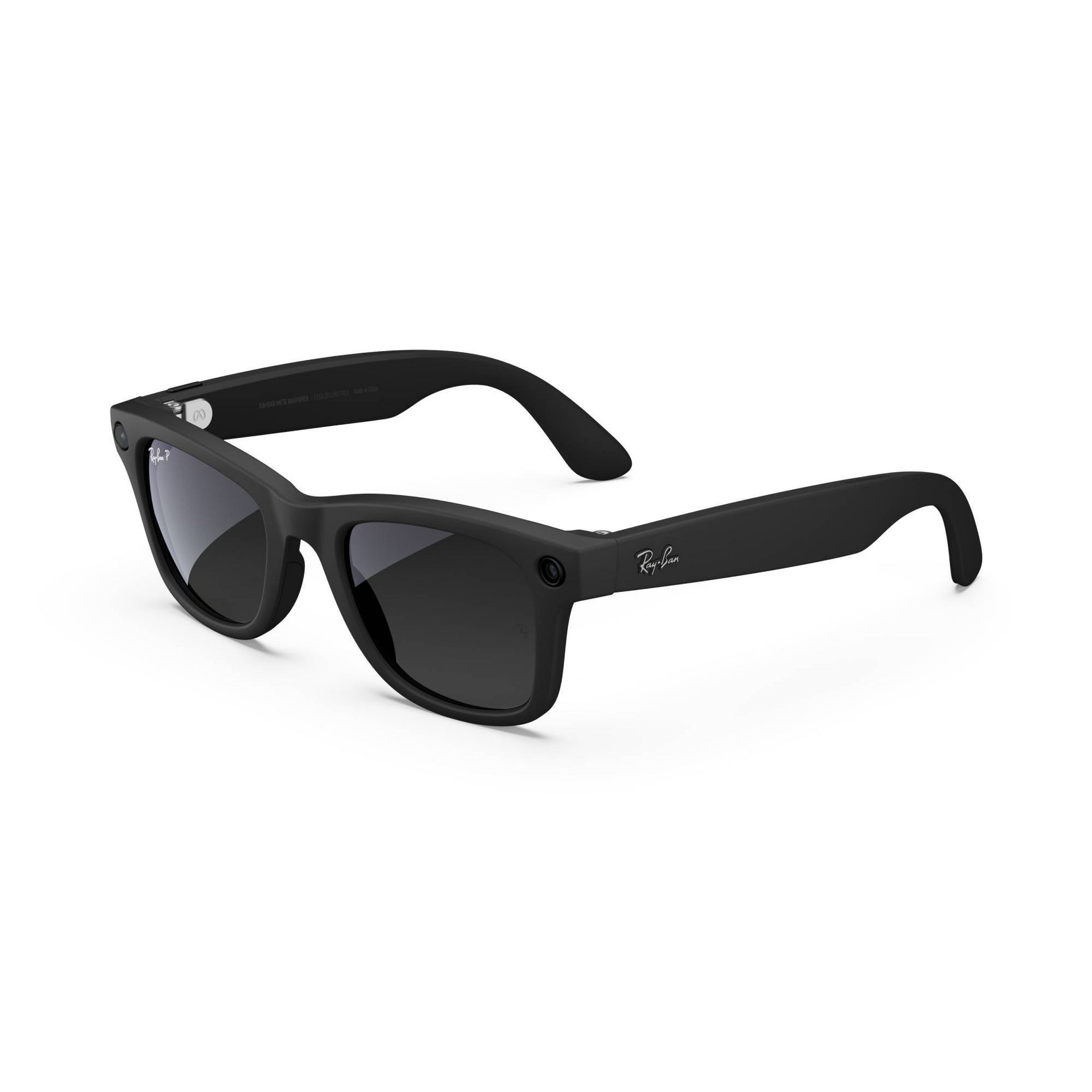 Ray-Ban Meta Wayfarer (Gen 1) Glasses - Matte Black Frames, Polarized Gray Lenses: Bluetooth & Wi-Fi Enabled, Scratch-Resistant, Meta AI.