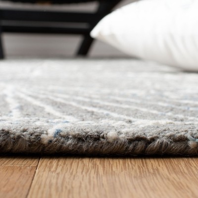 Elegant Gray Wool Handmade Tufted Runner Rug - 27" x 6"