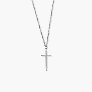 sanctuaire Silver Thin Long Cross Necklace