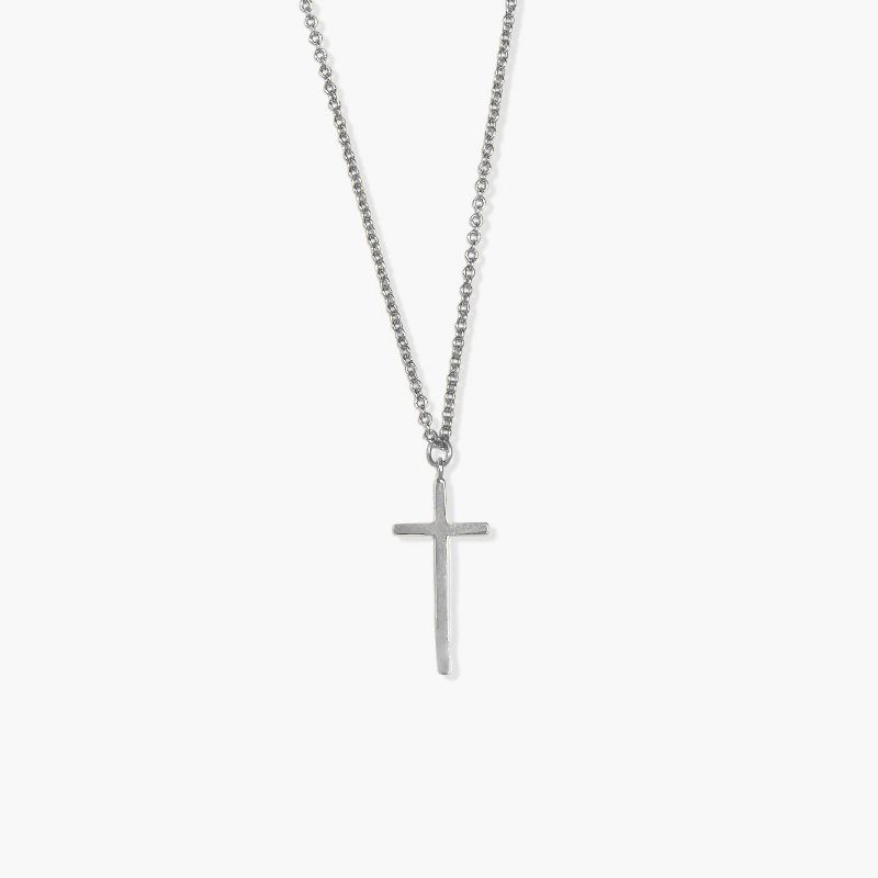 sanctuaire Silver Thin Long Cross Necklace, 1 of 4