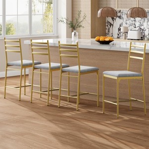 Coucheta Bar stools set of 2/4,  22" Kitchen Bar stools with Footrest, PU Upholstered Barstool with Back&Thick Cushion, Bar Chairs for Kitchen Island - 1 of 4