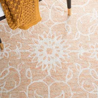 Ivory Floral Hand-Tufted Wool Round Area Rug, 3' x 5'