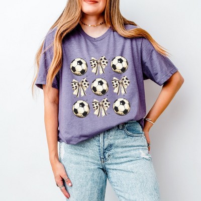 Simply Sage Market Soccer Ball Bows Stacked Short Sleeve Tee