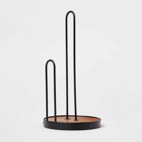 Iron and Mangowood Wire Paper Towel Holder Black - Threshold™