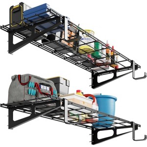 Garage Storage Rack, Wall Mounted Storage Shelves, 300 lbs Capacity Garage Storage Rack Shelves, 2 Pack Garage Wall Shelving for Shed, Garage - 1 of 4