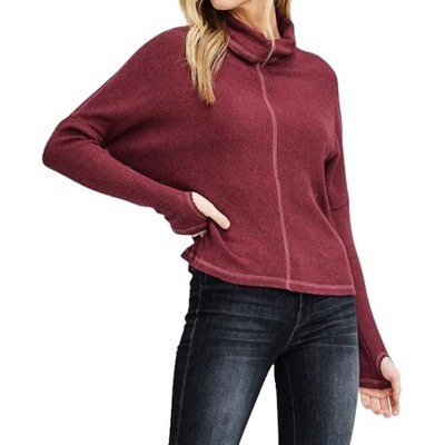 Women's Camryn Ribbed Turtleneck Dolman Sleeve Top - HAPPY DAYS