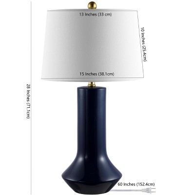 Navy Blue Ceramic Table Lamp with White Drum Shade
