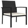 vidaXL Modern Patio Dining Chairs - Set of 2, Outdoor Use Poly Rattan Design in Black with Cream Cushions - 2 of 4