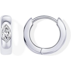 14K Gold Plated Huggie Earrings | 925 Sterling Silver with Cubic Zirconia, U-Shaped Snake Design - 1 of 4