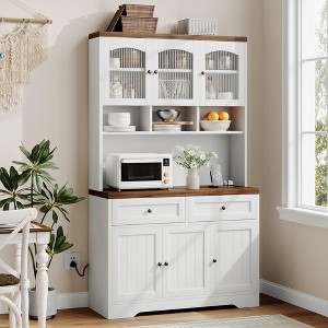 COZONY 71" Pantry Cabinet,Tall Kitchen Pantry Storage Cabinet with Microwave Stand Farmhouse Kitchen Hutch with Drawers - 1 of 4