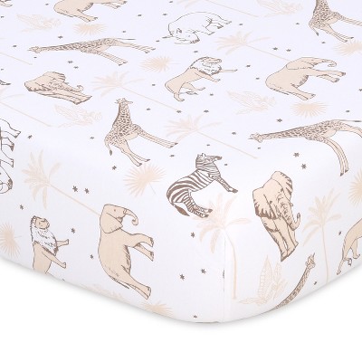 Organic Cotton Jersey Safari Animal Print Crib Sheets Set
