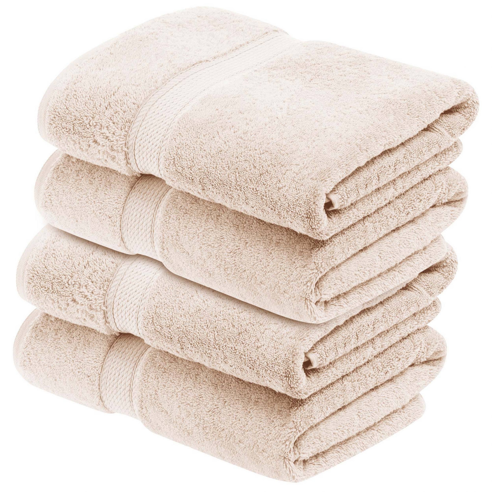 Luxury Egyptian Cotton Heavyweight Absorbant Ultra-Plush 4 Piece Bath Towel Set, Cream - Blue Nile Mills