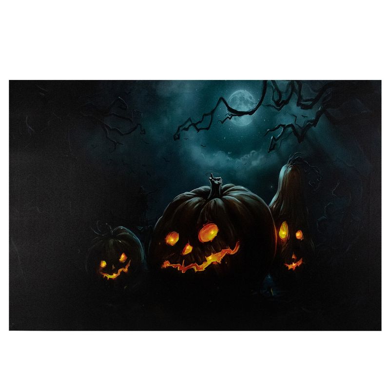 Northlight LED Lighted Spooky Halloween Jack-O-Lanterns Canvas Wall Art 23.5"  x 15.75", 1 of 6