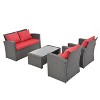4 Pieces Outdoor Patio Furniture Set, All-Weather Rattan Sectional Sofas Wicker Patio Conversation Set With Water Resistant Cushions And Coffee Table - 3 of 4