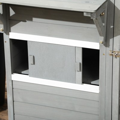 Gray Multi-Level Outdoor Cat House with Platforms and Hiding Areas