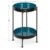 Kate and Laurel Nira Round Metal Side Table, 15x15x24, Teal and Black - 2 of 4