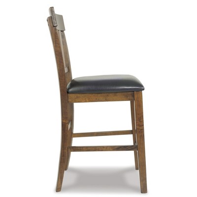 Ralene Medium Brown Faux Leather Counter Height Barstools, Set of 2