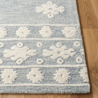 Ivory and Light Grey Handmade Wool Tufted 6' x 9' Area Rug