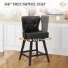 Arceso 26" Counter Height Swivel Bar Stools with Back, Faux Leather Upholstered Seat, Solid Wood Legs, Beige – Set for Kitchen Island or Home Bar - 2 of 4