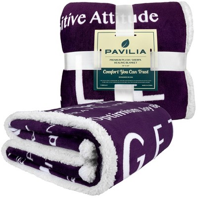 Purple Reversible Sherpa Fleece Healing Thoughts Blanket