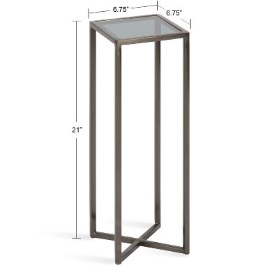 Jaspur Pewter Square Metal and Glass Compact Drink Table