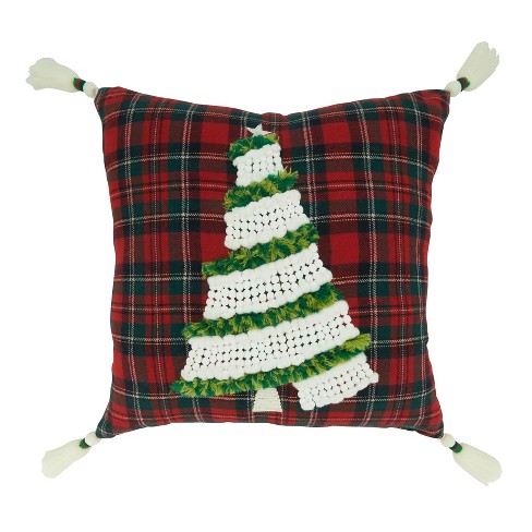 Saro Lifestyle Beaded Christmas Tree Decorative Throw Pillow