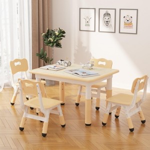 Table and 4 Chair Set with Storage Box – Graffiti Design Activity Table with Non-Slip Legs for Boys and Girls - 1 of 4