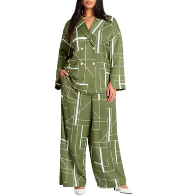 ELOQUII Women's Plus Size Pull On Printed Wide Leg Pant