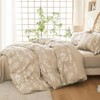 Queen Size Reversible Floral Duvet Cover Set, 3 Pieces Botanical Microfiber Bedding with Zipper and 4 Ties 90x90 - 2 of 4