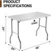 Stainless Steel Folding Work Table, Commercial Kitchen Workstation with Adjustable Feet, Heavy-Duty Utility Prep Table, Silver - 3 of 4