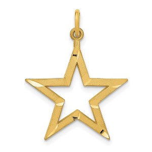 Black Bow Jewelry 14k Yellow Gold 20mm Diamond Cut Open Star Pendant - 1 of 4