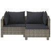 vidaXL 3 Piece Patio Lounge Set with Cushions Gray Poly Rattan - 4 of 4