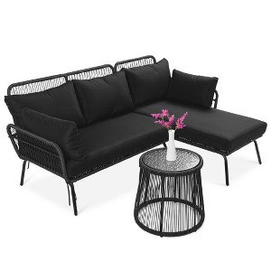 Best Choice Products Outdoor Woven Rope Sectional Patio Furniture, L-Shaped Conversation Set w/ Table - 1 of 4