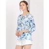 Allegra K Women's Floral Bow Tie Neck Vintage 3/4 Sleeve Blouse - 3 of 4