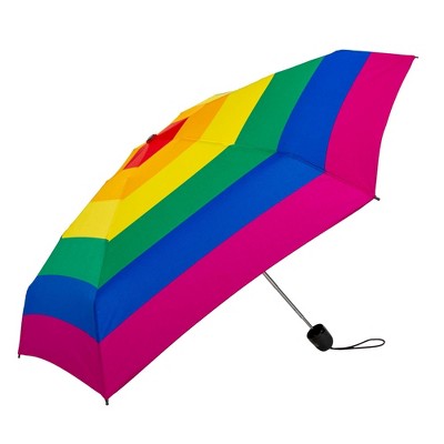 ShedRain Mini Manual Compact Umbrella - Rainbow: Telescoping Shaft, Multi-Stripe Pattern, 38" Span - image 3