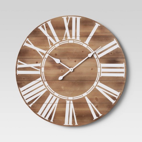 34 Wood Roman Numerals Clock Brown Threshold Target