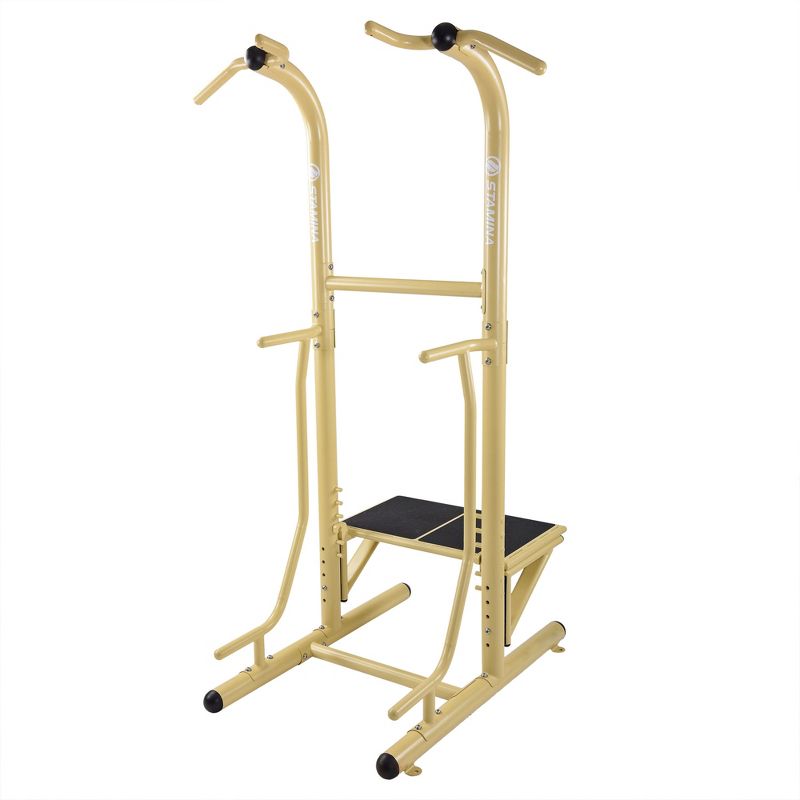 Stamina 65-1485 Weather-Proof Heavy-Duty Steel Outdoor Fitness Power Tower Pro Station with Pull-Up Station and Plyo Box, Gold, 1 of 7