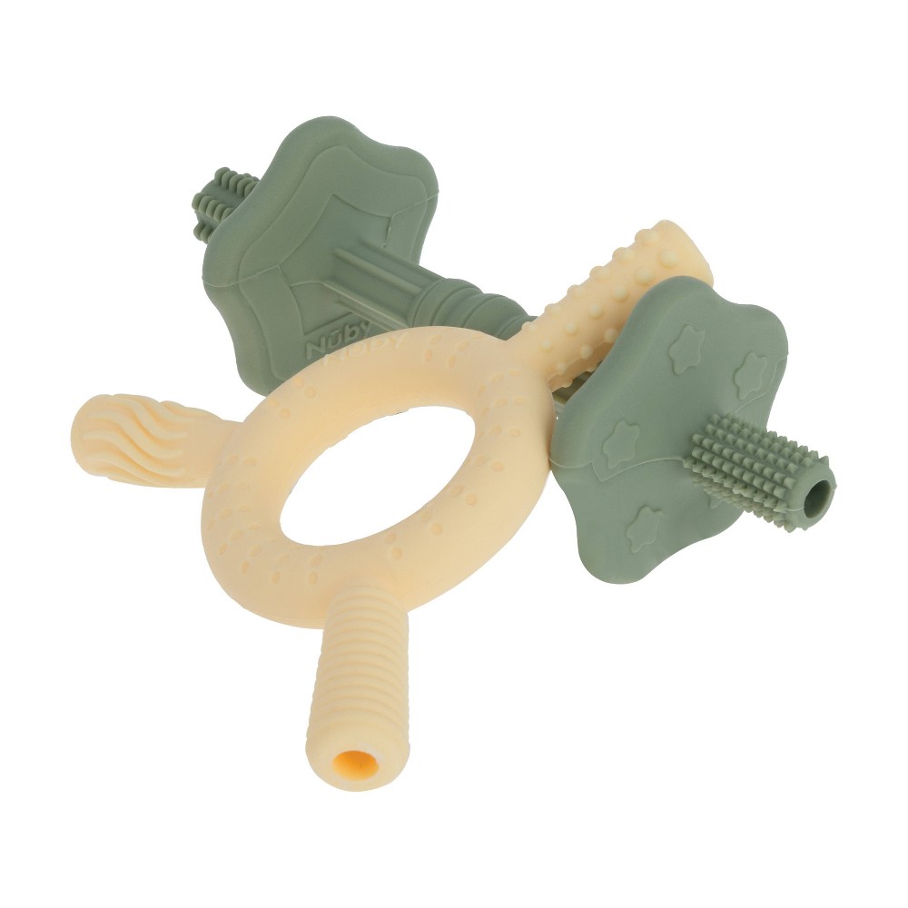 Nuby Silicone Hollow Sensory Tube Teethers - Starbell and Tri-Tube - 2pk