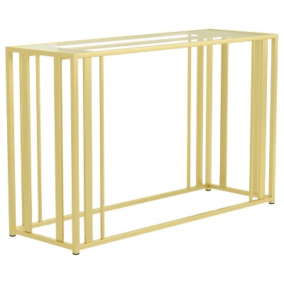 Adri Rectangular Console Sofa Table with Glass Top Matte Brass - Coaster