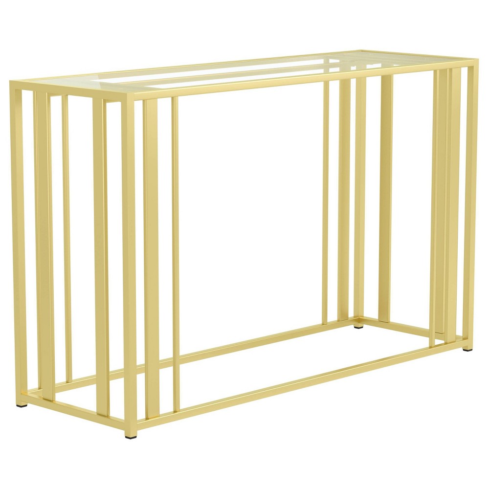 Photos - Dining Table Adri Rectangular Console Sofa Table with Glass Top Matte Brass - Coaster